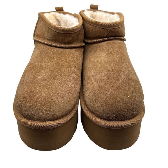 CUSHIONAIRE Women's Genuine Suede pull on platform boot 9.5 WIDE CHESTNUT - Picture 2 of 7